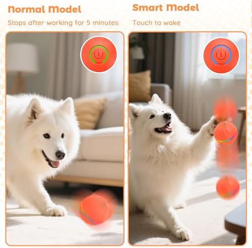 Interactive Dog Toy Ball, Durable Automatic Moving Rolling/Bouncing Balls for Puppies, Small/Medium/Large Dogs | Plush & Rubber Covers for Safe Chewing & Fun,USB Rechargeable