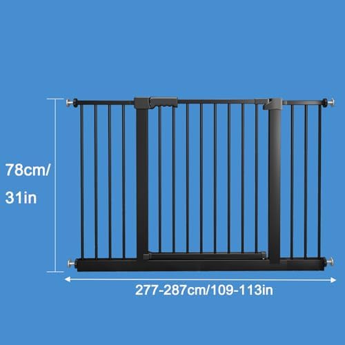 Smart Auto-Close Pet Gate for Dogs & Cats, Escape-Proof 3-Lock Heavy-Duty Stair Gate, 180° Swing Adjustable Dog Gate for Doorways & Stairs(Size:277-287cm/109-113in,Color:White)