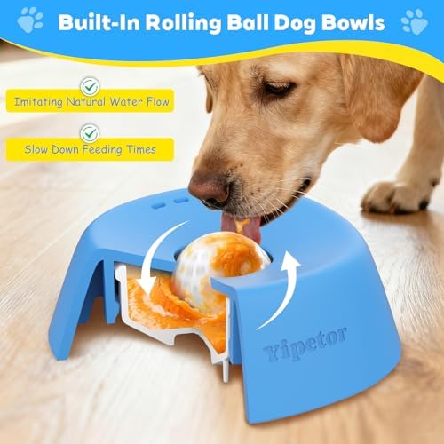 Yipetor Dog Lick Bowl, Rolled Ball-in Slow Feeder Enrichment Puzzle Toys