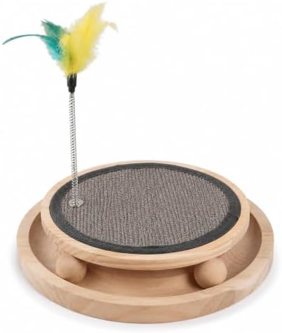 Natural Sisal Round Cat Scratcher with Ball Track Toy
