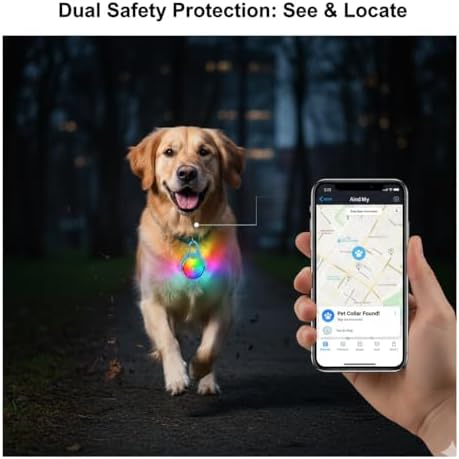 Smart Pet Location Tag with Holder – No Subscription, Compatible with Apple Find My (iOS Only), Lightweight Silicone Case, Clip-On Anti-Loss Accessory for Dog & Cat Collars, Bags (Blue)