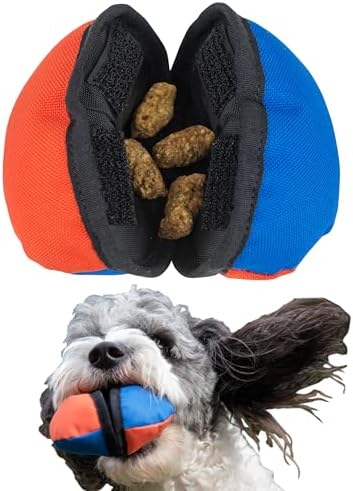 Tug-E-Nuff The Clam (Orange & Blue) Compact Dog Treat Dispenser Toy, 4.5"