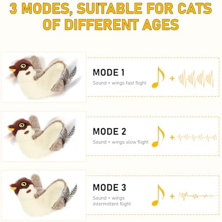 Interactive Chirping Bird Cat Toys with Flapping Wings,2025 Simulated Chirping Bird Cat Toy,Flying Bird Cats Toy,Flying Simulation Electric Sparrow ShakingToys for Indoor Pets