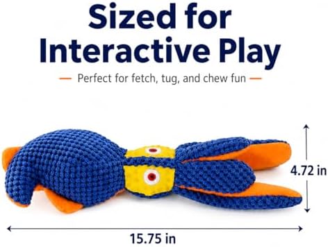 Squeaky Dog Toy, Crinkle Plush Squid for Small & Medium Dogs