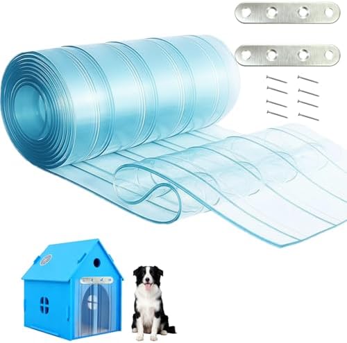 Dog Door Replacement Flaps -5.9 FT x 7.9 in Ruff Weather DIY Cat Door Flap, Doggie Vinyl Plastic Door Flap for Dog House, Ideal Large Pet Door Replacement Flap (Blue)
