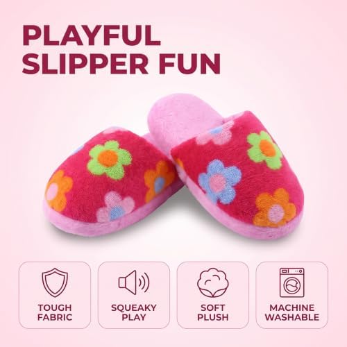 2Pcs Chew-Resistant Dog Toys with Interactive Squeaker - Double-Layer Oxford Fabric Plush Pet Chew Toys for Aggressive Chewers, Machine Washable (Slipper Design, Multicolor)