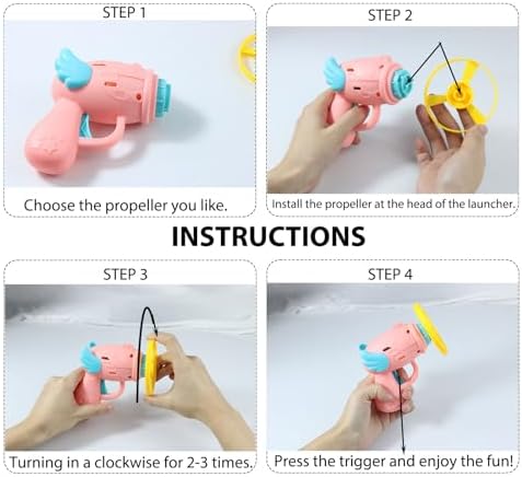 REDANHA 12 PCS Cat Fetch Toy with Colorful Flying Propellers Set, Cat Playing Tracking Interactive Toys for Kitten Chasing Training Hunting (Pink&Blue Wing)