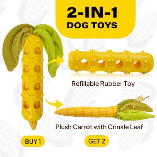 Fida 2-in-1 Puppy Teething Toys, Natural Rubber Chew Toys for Dogs, Corn