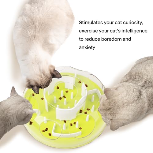 Pet Prime Cat Puzzle Feeder Interactive Enrichment Toys for Indoor Cats Slow Feeder Food Treat Puzzle Cat Stimulation Toys Green