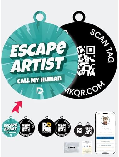 DDMK Smart Pet Tag Set | Includes 3 Tags | QR Code for Instant Alerts | Custom Pet Profiles | Durable & Waterproof | No Subscriptions or Fees |31-Escape Artist