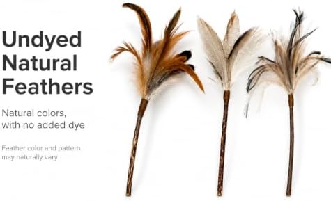 Silvervine Feather Cat Toys, 3 Pack Natural Feather Chew Toys