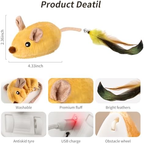 Interactive Cat Toys Mouse Rechargeable Auto-Move for Indoor Cat