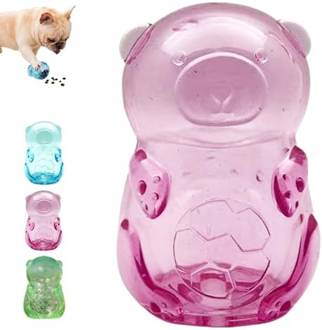 Tough Dog Chew Toy for Small, Medium Breeds Ball in Bottle Strong Rubber Treat Dispensing Toy Cute Interactive Slow Feeder Dog Fetch Toys (Purple-Dispenser(NO Ball))