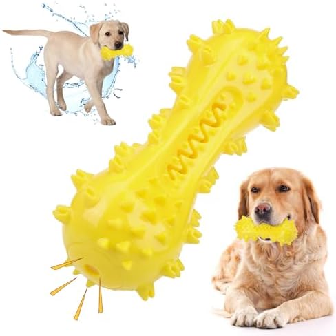 KOOLTAIL Floating Dog Toys for Swimming Pool,Summer Bumper Toy for Water,Indestructible Dog Toothbrush Chew Toy,Interactive Training Squeaky Toys for Aggressive Chewers Small Medium Large Dogs,Yellow