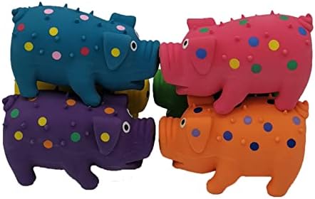 6 Pack 4 Inch Mini Latex Dog Squeaky Toys Polka Dot Piglet Pig Dog Toy for Mimi Small Dogs