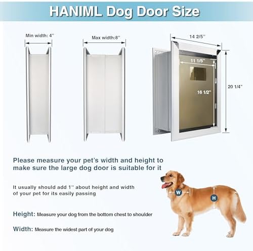 Aluminum Large Dog Door for Thick Wall Telescoping Tunnel Doggies Door Heavy Duty Aluminum Doggy Door Energy Efficient Double Flaps Pet Door for Medium Large Dogs,Pets Up to 220 Lb,Lockable