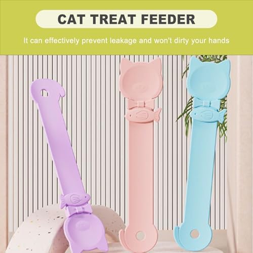 3 Pack Cat Treat Squeeze Spoon for Wet Food Lickable Treats Dispenser Cat Feeding Spoon Plastic Pet Feeding Tool for Liquid Snacks Grooming Training Reward