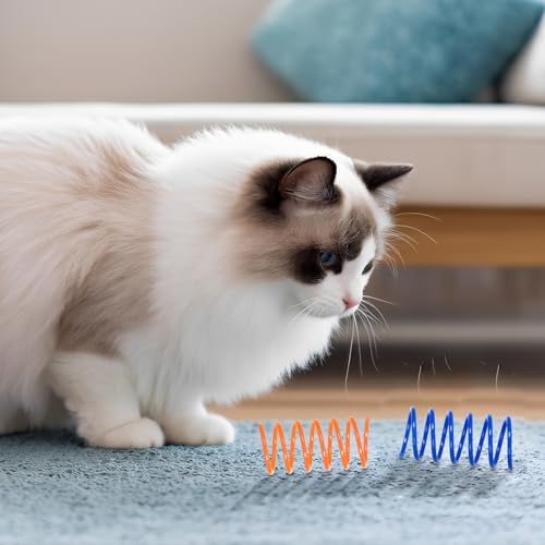 135 Pack 9 Colors Cat Spring Toys, Interactive Coil Plastic Spiral Spring Cat Toys for Indoor Cats Hunting, Biting, Swatting, and Active Play