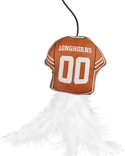 Pets First NCAA Texas Longhorns Team Jersey Wand with CAT NIP, Cat Toy Jersey Shaped Plush Teaser Toy for Cats & Kittens - Interactive Pet Toy for Play & Exercise