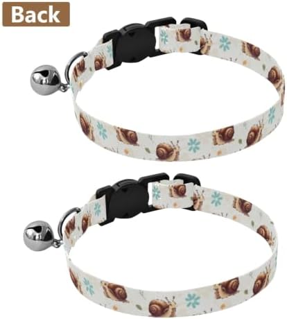 Cute Cartoon Snails Shells Dog Bell Collar 2 Pack Small Dog Collar Adjustable 10.6 to 17.1 Inches