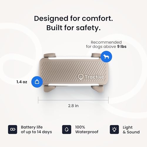 Tractive Smart Dog GPS Tracker | Live Pet Tracker with Virtual Fence | Vital Signs Monitoring of Heart & Respiratory Rate | Bark Monitoring | Dog Collar Attachment (Brown)