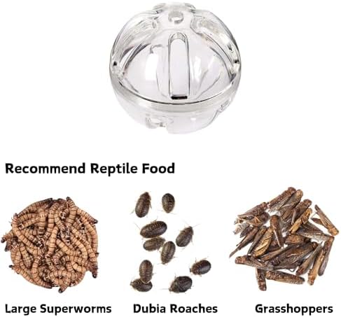Bearded Dragon Feeder Toy - Reptile Foraging Ball Lizard Enrichment Interactive Toy Reptile Terrarium Tank Decor for Lizard, Bearded Dragon,Chameleon Small Animals (3.4 Inch)
