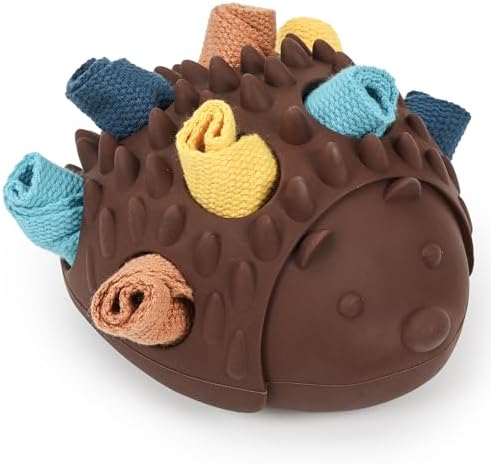 Hedgehog Treat Dispensing Dog Toy, Interactive Puzzle Toy for Dogs (Brown)