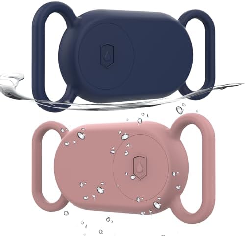 2 Pack Waterproof Dog Collar Compatible with Samsung Galaxy SmartTag 2 | Silicone GPS Tracker Hidden for Samsung Tag 2, Anti-Lost Dog Collar Smart Tag 2 Case(Pink,Blue)