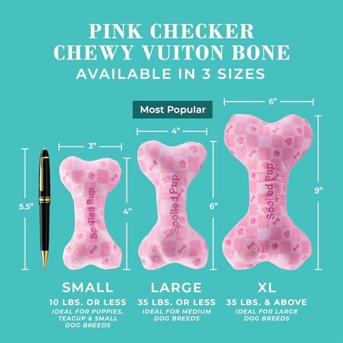 Haute Diggity Dog Chewy Vuiton Bone Plush Dog Toy, Designer Parody Toy