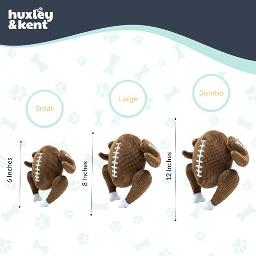 Huxley & Kent Funny Dog Toy w/Squeaker – Thanksgiving Fall Power Plush Squeaky Dog Toys for Small, Medium & Large Dogs – Soft Stuffed Animal for Indoor Play & Fetch - Turkey Bowl, Jumbo