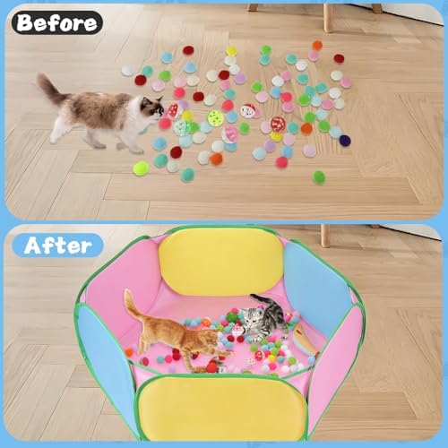Foxtell Cat Ball Pit Include 226 PCS Interactive Cat Toys for Indoor Bored Self Play Enrichment Toy for Indoor Cats Interactive Fun and Exercise