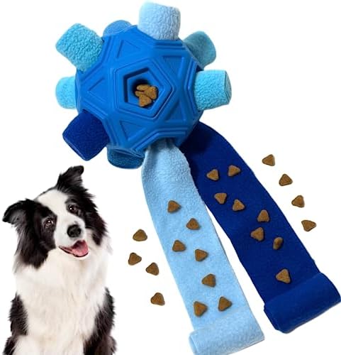 Interactive Snuffle Ball for Dog Toys Unbreakable Upgrade Ball Toy | Dog Puzzle Toys Foraging Snuffle Mat Puppy Dog Treat Dispenser Slow Feeder Toys for Small Medium Large Dog (Blue)