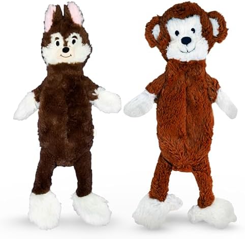 FGA MARKETPLACE Monkey-Fox Flat NO Stuffing NO Squeak Plush Dog Toy, Funny Style Will Entertain Your Pet for Hours, Recommended for Small and Medium Dog 21 INCH Long
