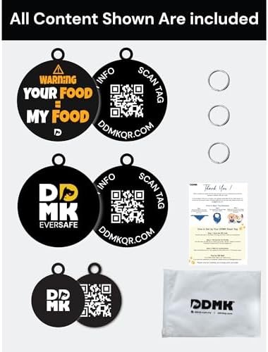 DDMK Smart Pet Tag Set | Includes 3 Tags | QR Code for Instant Alerts | Custom Pet Profiles | Durable & Waterproof | No Subscriptions or Fees |24-Your Food = My Food