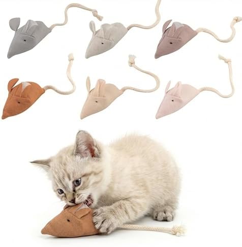 Catnip Mice Cat Toys, 6 Pcs Interactive Fabric Mouse Toys for Indoor Cats