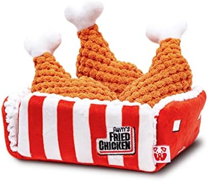 PAWTY Fried Chicken Interactive Dog Toy - Snuffle Nosework Puzzle with Squeaker - Pet Stress Relief Game - Nosework Hide Treat Food Puzzle - Medium Dog - Durable Cute Dog Gifts