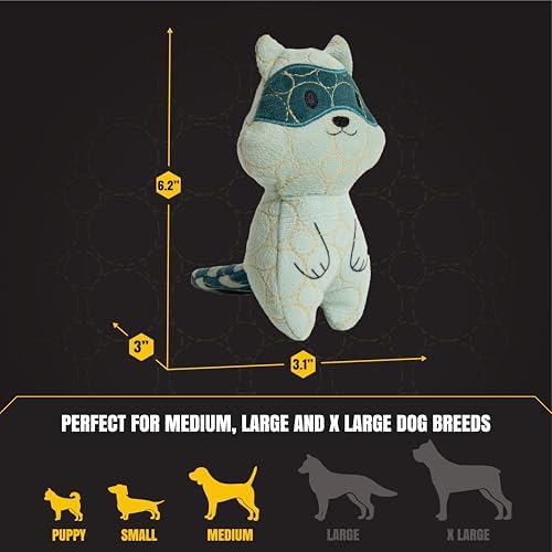 Bite Force - Durable & Strong Dog Toy Racoon with Squeaker, Kevlar-Reinforced Seams for Aggressive Chewers, Plush Pet Toy for Small Medium Large Dogs