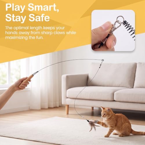 PAGOW 2pcs Replacement Strings for Cat Wand Toy, Chew-Proof Cat Toy Wire
