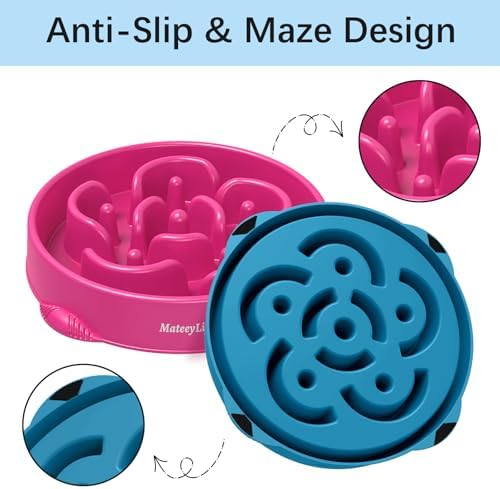 MateeyLife 2-Pack Slow Feeder Dog Bowls, 4 Cups, Dog Puzzle Feeder Bowl