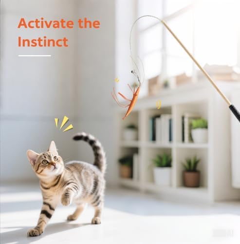 Shrimp Catnip Toys,Cat Wand Attachment Toys for Kitten Cats (4Pcs