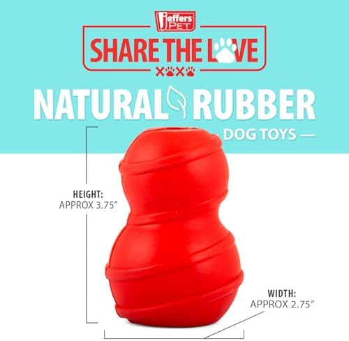 Jeffers Pet Natural Rubber Dog Chew Toy – Red Classic, Medium – Treat Dispensing, Vanilla Scent, Durable, Non-Toxic, Dishwasher Safe, Interactive Fetch & Tug Toy - Perfect for Training
