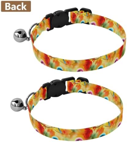 Cute Birds Orange Pet Collars 2 Pack Collar for Kitten Adjustable 10.6 to 17.1 Inches