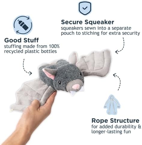 Tall Tails Fling and Fetch Plush Toy for Dogs, Bat