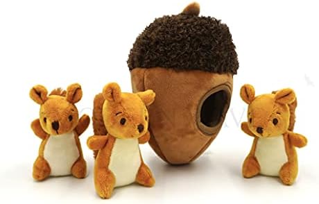 MODERN WAVE - Interactive Squeaky Plush Hide and Seek Squirrel Type Puzzle Toy for Dogs, Medium Size (Acorn and Squirrels)