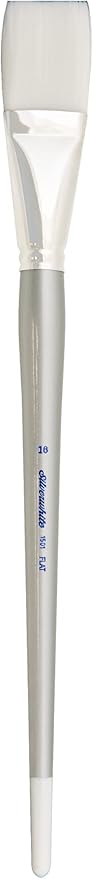Silver Brush Limited 150116 Silverwhite Flat Brush, Watercolor, Acrylics, Gouache, or Oil Brush, Size 16, Long Handle