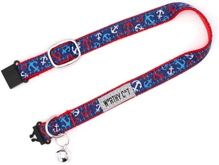 THE WORTHY DOG Summer Patterns, Breakaway Cat Collar, with Bell, Multi