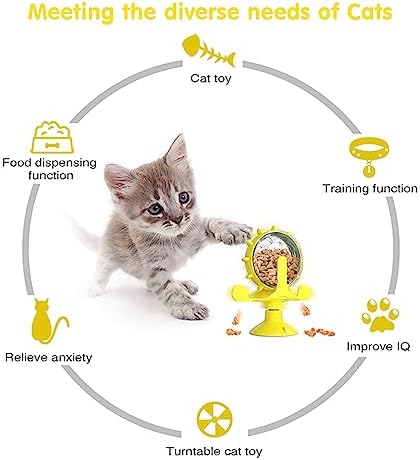 Cat Dog Treat Dispenser Toy - Cat Interactive Feeder (Yellow)