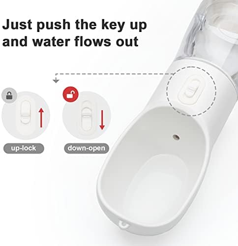 Portable Dog Water Bottle with Food Container Dishwasher Safe-White