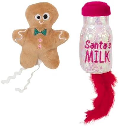 Mad Cat Santa Claws Milk Catnip and Silvervine Plush Cat Toys, Pack of 2