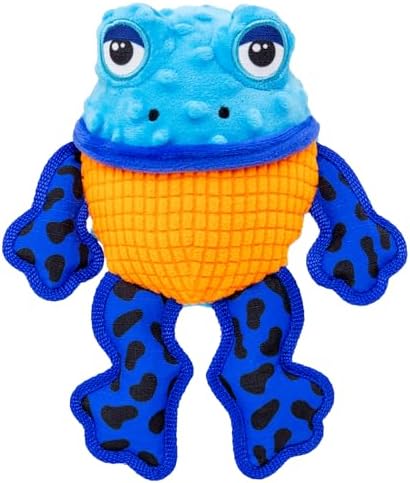 KONG Tropics Rattlez Dog Toy – Durable Plush with Rattle & Crinkle Sounds, Multi-Texture Interactive Enrichment Toy for Dogs (Frog, Medium/Large)